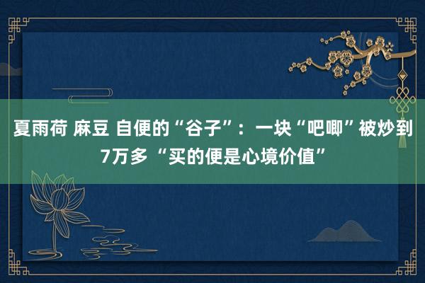 夏雨荷 麻豆 自便的“谷子”：一块“吧唧”被炒到7万多 “买的便是心境价值”