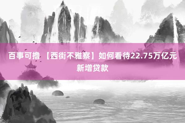 百事可撸 【西街不雅察】如何看待22.75万亿元新增贷款