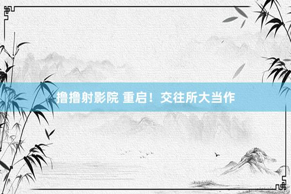 撸撸射影院 重启！交往所大当作