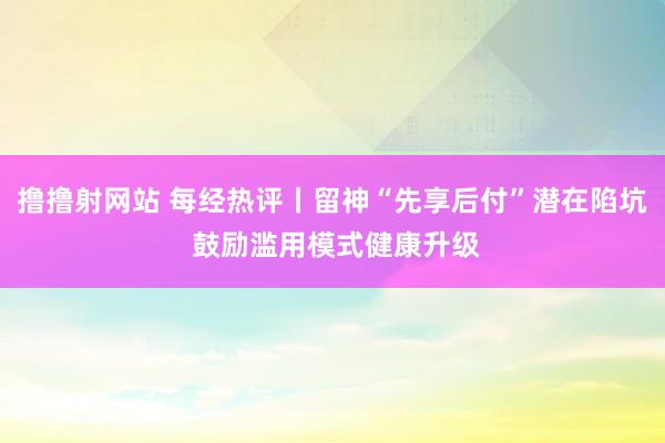 撸撸射网站 每经热评丨留神“先享后付”潜在陷坑 鼓励滥用模式健康升级