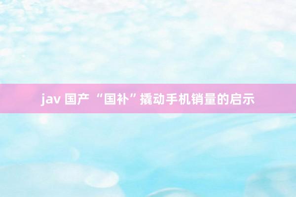 jav 国产 “国补”撬动手机销量的启示