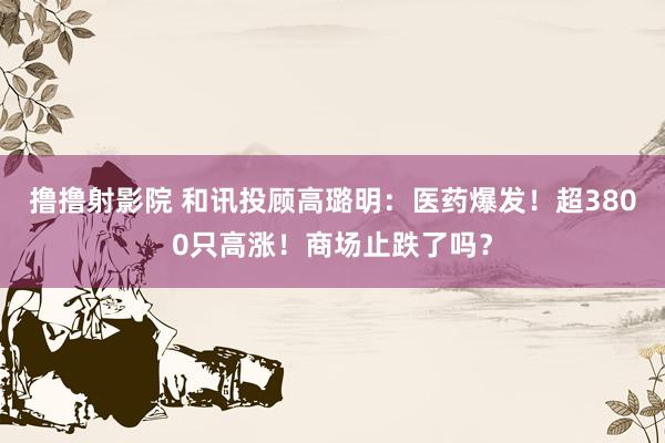 撸撸射影院 和讯投顾高璐明：医药爆发！超3800只高涨！商场止跌了吗？